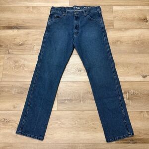 Wrangler Men’s Relaxed Fit Jeans Dark Wash Blue Classic Denim